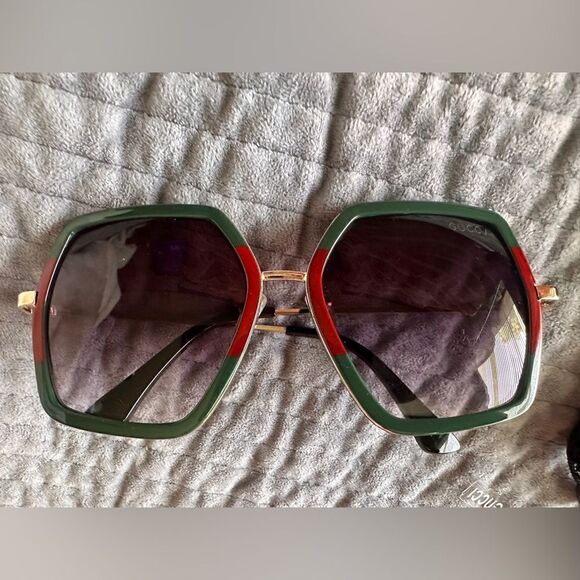 New Fashion Oversized Square Sunglasses For Women Men Vintage BigFrame Green/Red - Picture 10 of 16